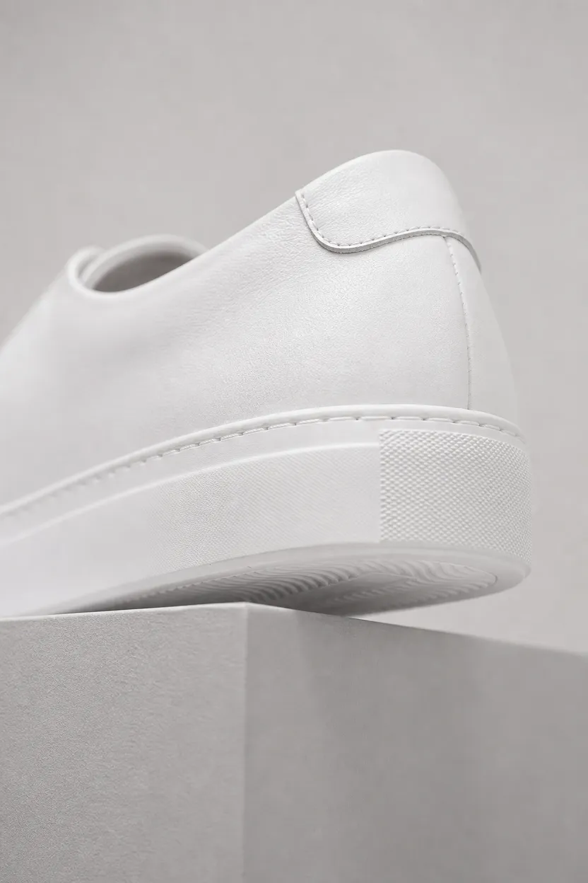 AI carousel image 3 of 3: white sneaker heel close-up