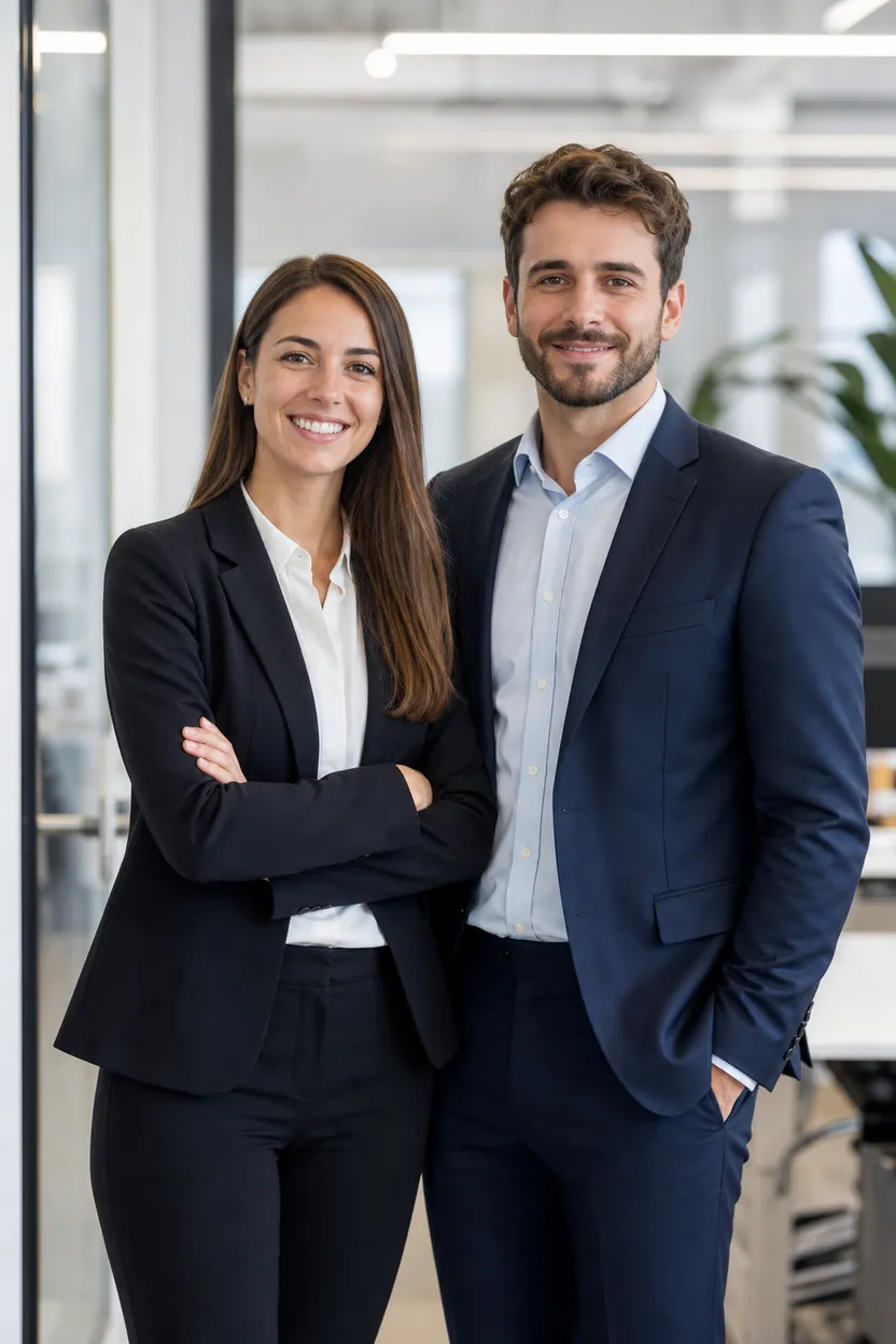 AI collab scene: two colleagues in an office