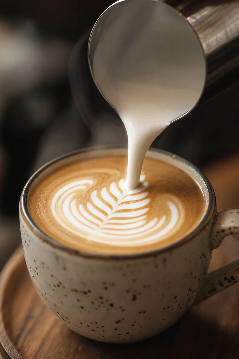 AI text to image result: macro latte art photo