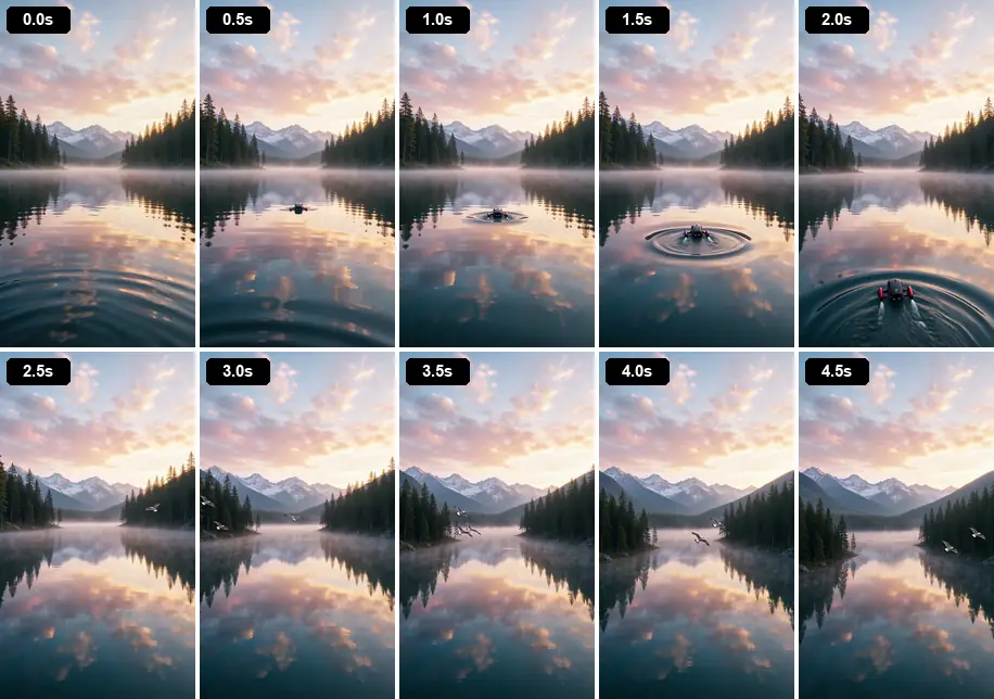Run 1: ten frames across the clip
