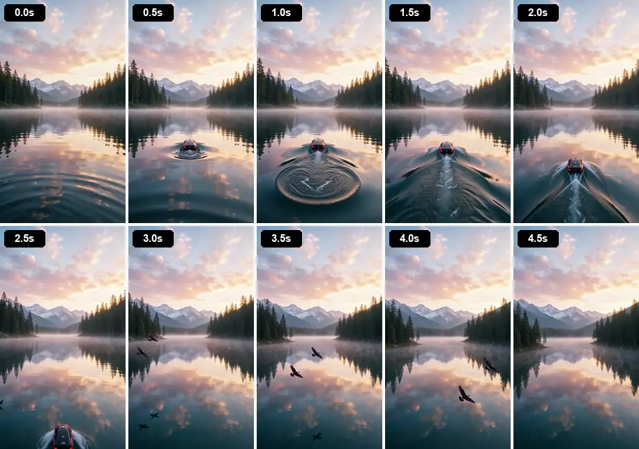 Run 2: ten frames across the clip