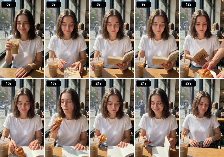 Run 1: ten frames across the clip