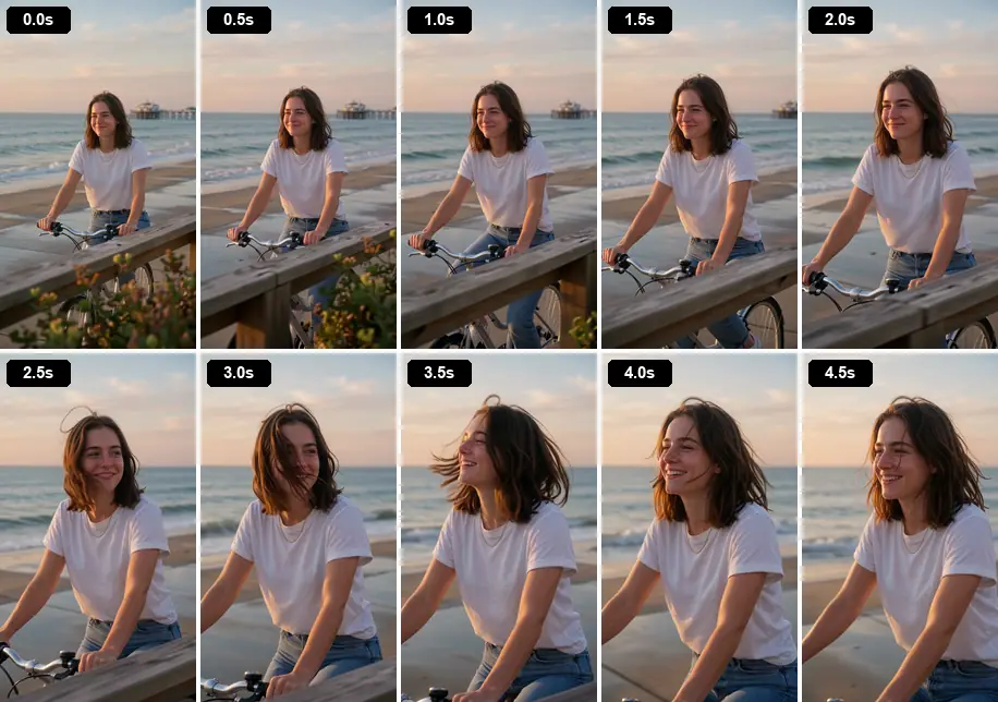 Run 1: ten frames across the clip