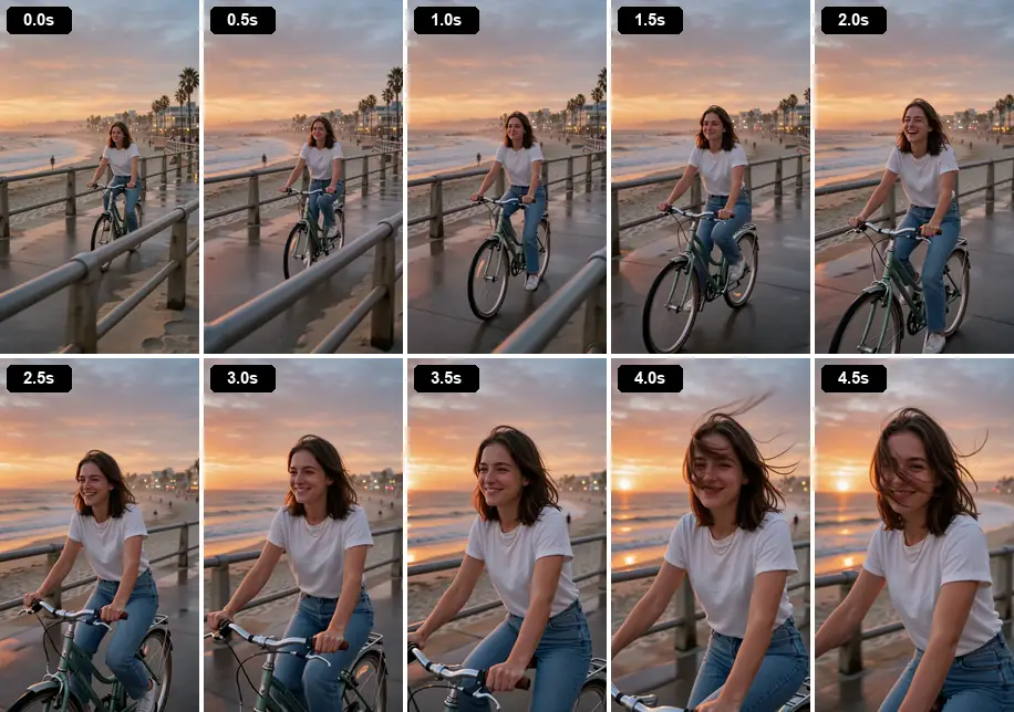 Run 2: ten frames across the clip