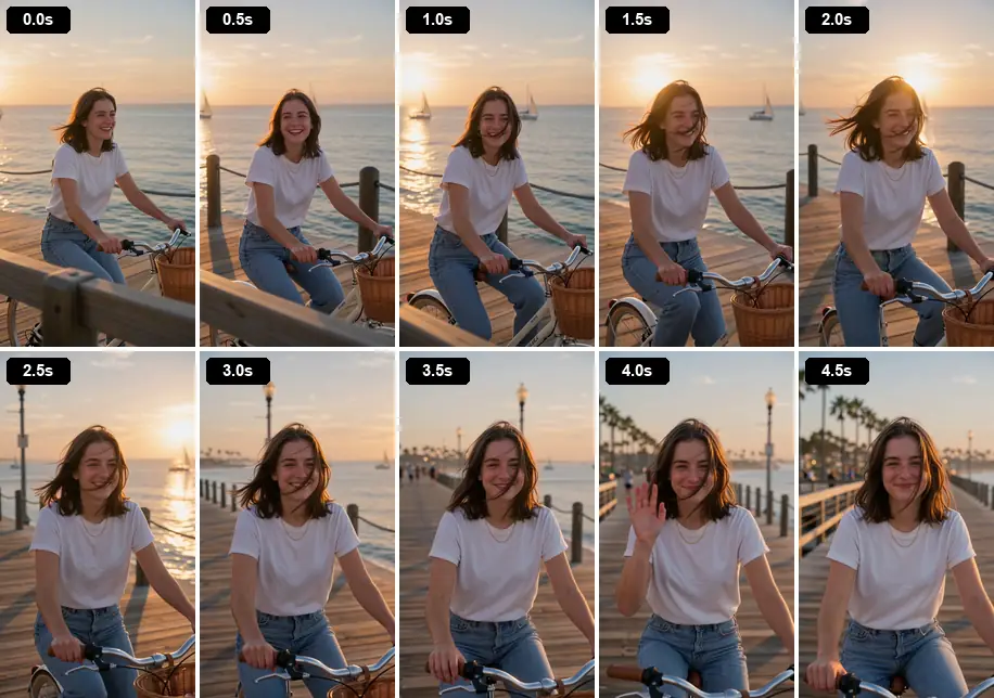Run 3: ten frames across the clip
