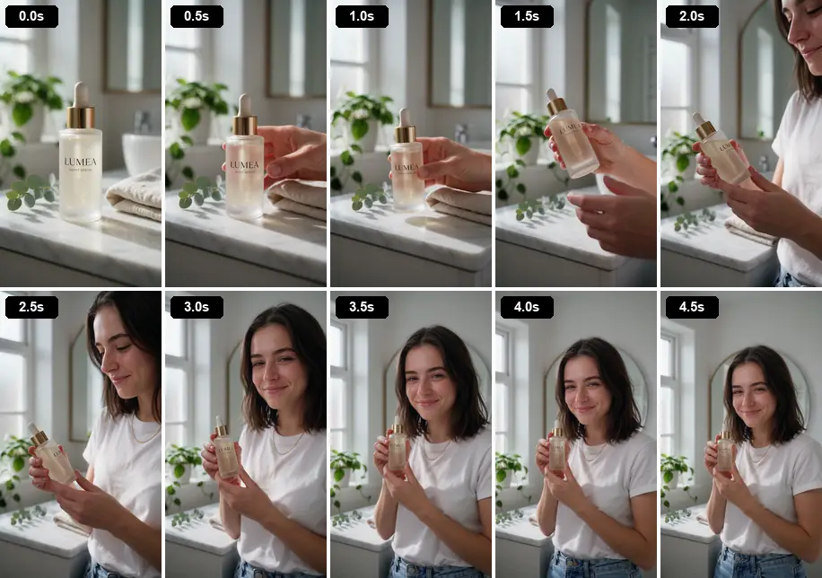 Run 1: ten frames across the clip